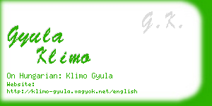 gyula klimo business card